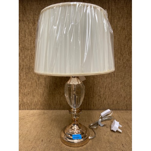 1129 - Retail packaged TJX lamp with cut glass centre. 54cm.