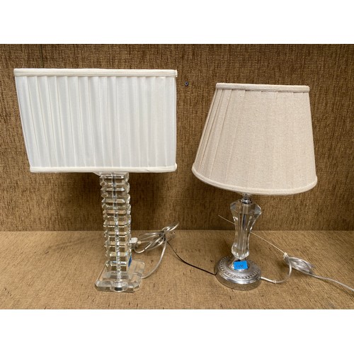 1130 - Two modern heavy lamps with glass centres. 55ccm.