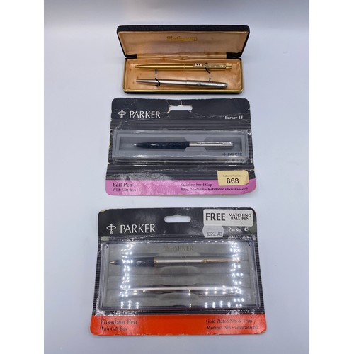 868 - Boxed and unboxed Parker pens