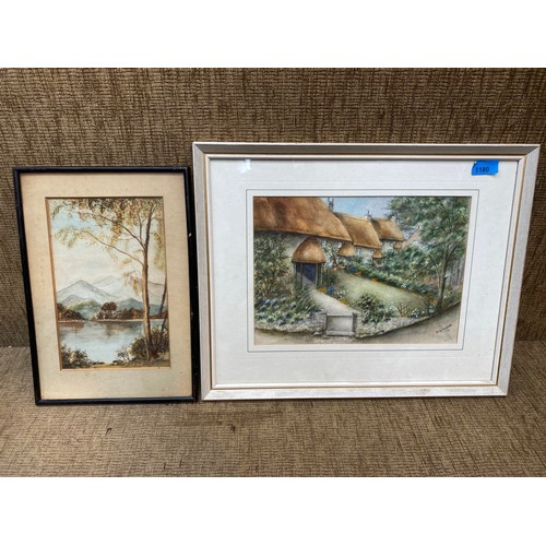 1180 - 2 water colour paintings one by Edith Powell and D.G. Langdon. Largest 40cm x 50cm.