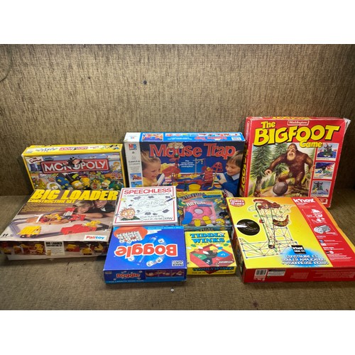 209 - Selection of vintage board games including: Monopoly, Tiddly Winks and Speechless.