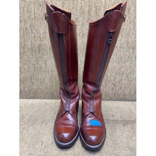 1209 - Pair of brown leather ladies polo boots; Size 4.