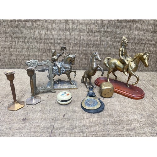 1220 - Collection of antique brass items.