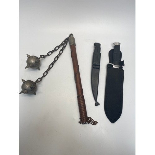 735 - Decorative mace and a centurion filleting knife. (local collection only).