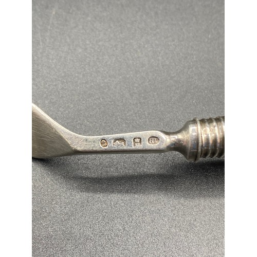 914 - Sterling silver Fruit fork Sheffield Circa 1800 by Aaron Hadfield and a salt spoon Birmingham 1881 b... 