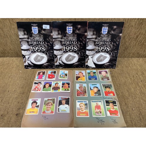 755 - 3 england football squad medal collections 1999 complete and a football scrap book containing vintag... 