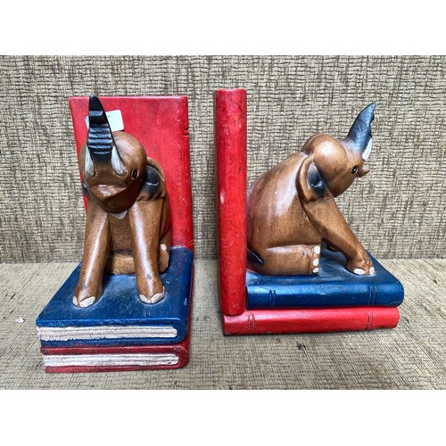 765 - Large pair of elephant book ends; 34cm tall.