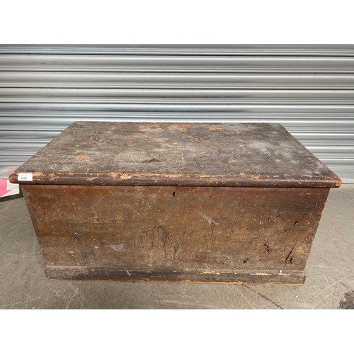 230 - Large wooden trunk; 88cm x 42cm.