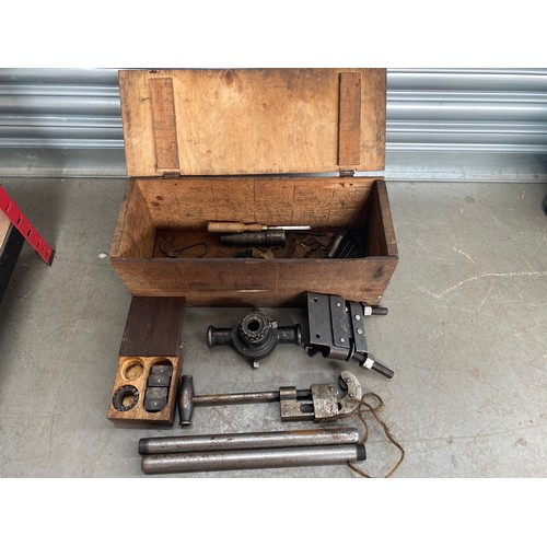 244 - Two boxes of Staffa works commercial structures ltd layton E10 commercial pipe bender with attachmen... 