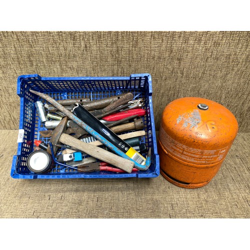 251 - Collection of tools and a gas bottle.