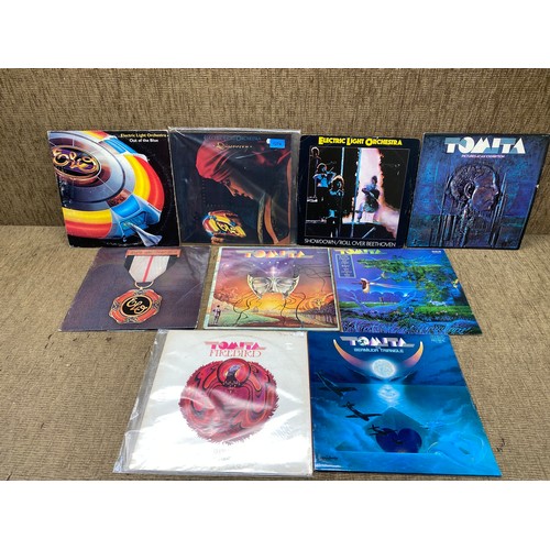 1274 - Collection of 9 vinyl LP records including: Elo and Tomita.