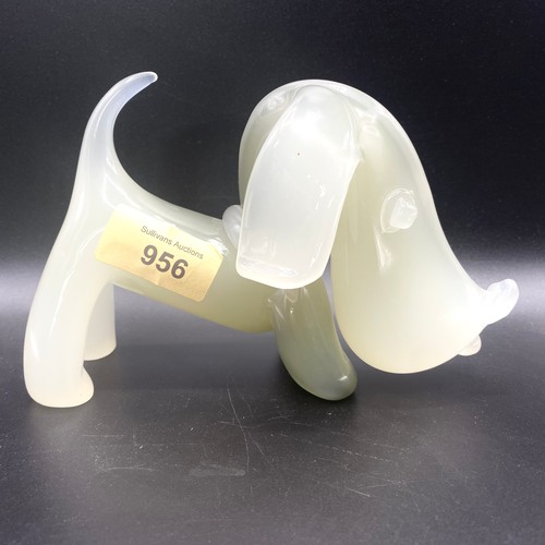 956 - A stunning Italian smoked glass long eared dog.