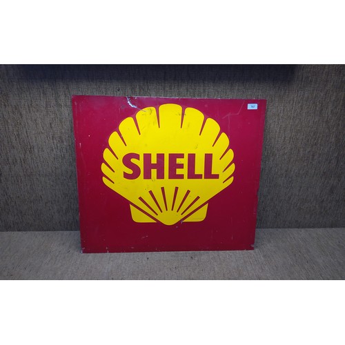 767 - A vintage metal shell sign 76cm x 66cm