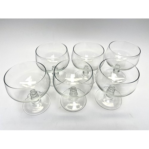 968 - Set of six vintage Marble ball stem Coupe Champagne glasses.