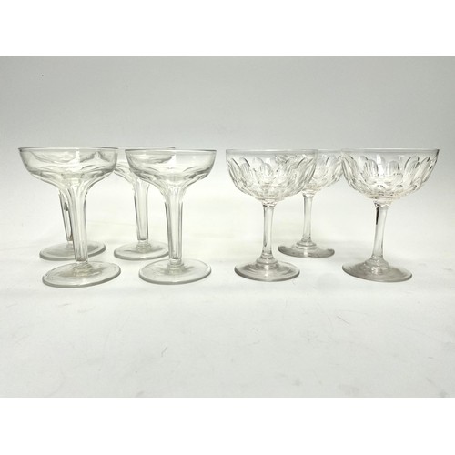 969 - Set of Severn Antique 19th Century Victorian lead crystal double thumb print cordial wine glasses.