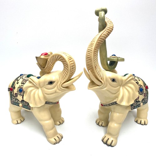 1212A - Two large ivoried styled Elephants 40cm.