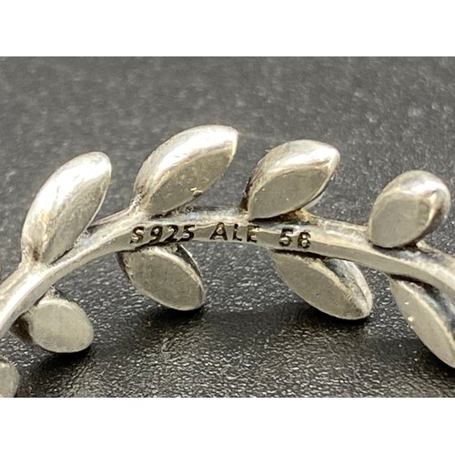 846 - Pandora silver ring (stamped S925 ALE 56) size 0 and a silver ring size J.