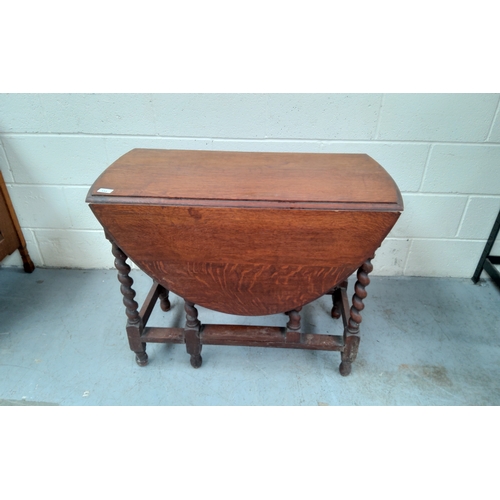 133 - Antique Drop leaf table with barley twist legs 90cm x 70cm