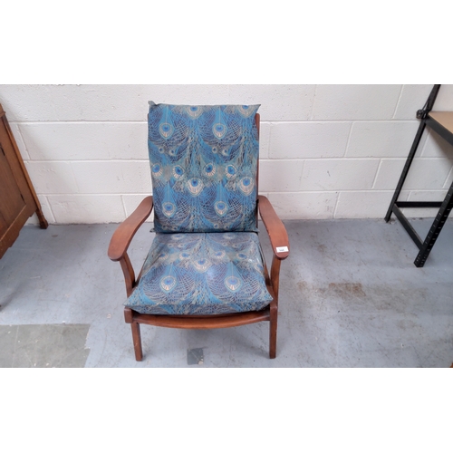 144 - Mid century cintique wooden framed arm chair