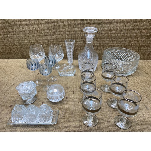 464 - Collection of cut crystal and glass including: Bohemia.