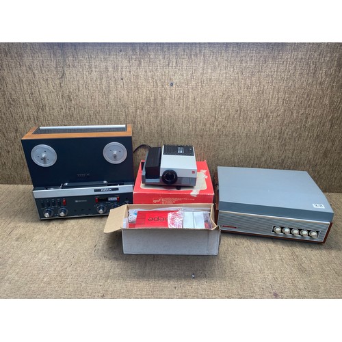 88 - retro projector with slides and a revox tape recorder