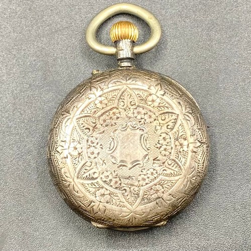 880 - Ladies sterling silver pocket watch.