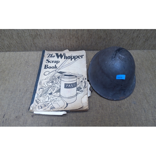 1115 - Ww2 scrap book and helmet