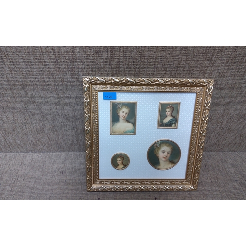 1120 - 4 Miniature portraits frame