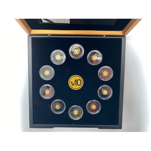 912 - 2017 Valuable 10, 24ct Gold proof  coins (.9999) in a wooden presentation box with COA 1548 of 2500.... 