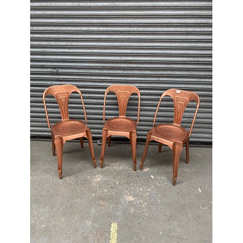 173 - 3 vintage metal bronzed chairs.