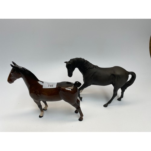 746 - two Beswick horses 19cm high