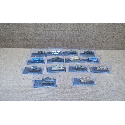 1153 - Collection of model metal tanks Approx. 14