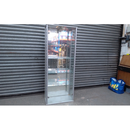 222 - Large four shelf glass storage unit with light 168cm x 64cm