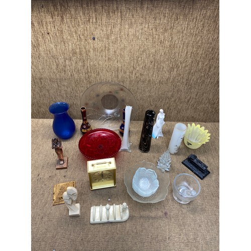 519 - Collectable items including some studio glass and a carriage clock