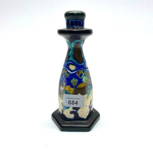 684 - Hand painted corona gouda candlestick made in Holland 18cm tall.