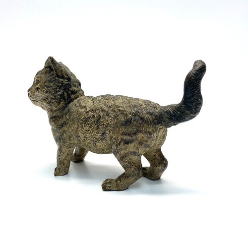 688 - Franz Xavier Bergman antique (c1900) Austrian cold cast bronze cat marked 