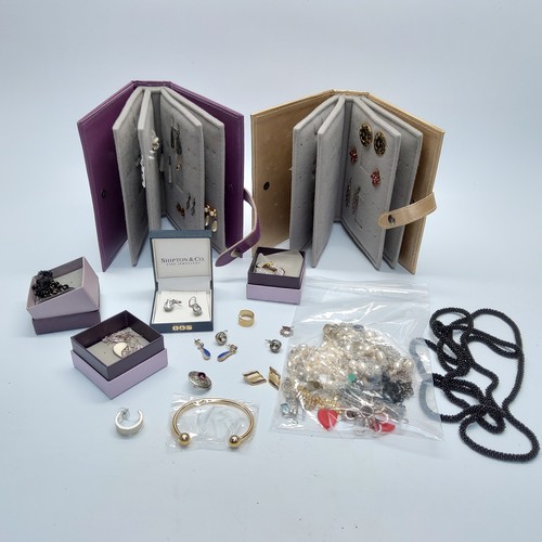 463 - Costume jewellery including earrings brooches and some silver