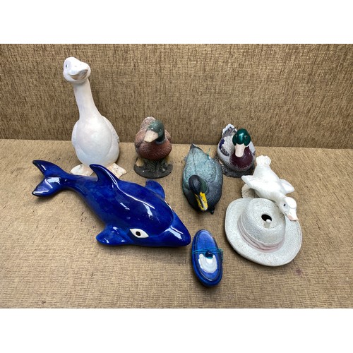 185 - Collection of duck garden ornaments.