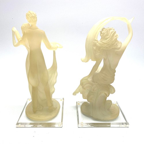 759 - Signed figures of couples dancing; tallest 34cm.