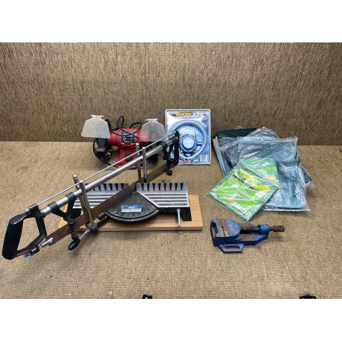 183 - Selection of mixed tools including: Draper mitre saw.