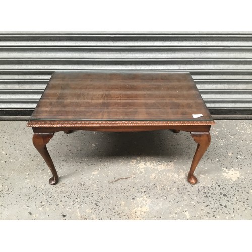 193 - Mid-century veneered glass top coffee table