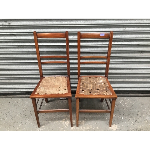 505 - Pair of Edwardian inlayed ladder back chairs.