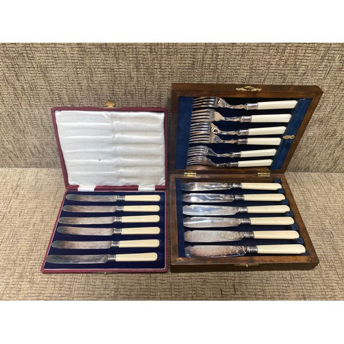 507 - 2 sets of antique silver plated cutlery.