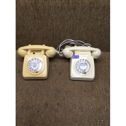 477 - Vintage 1980s BT Cream Rotary Dial Telephone 8746G and GPO 1960s Cream Rotary Dial 710F.