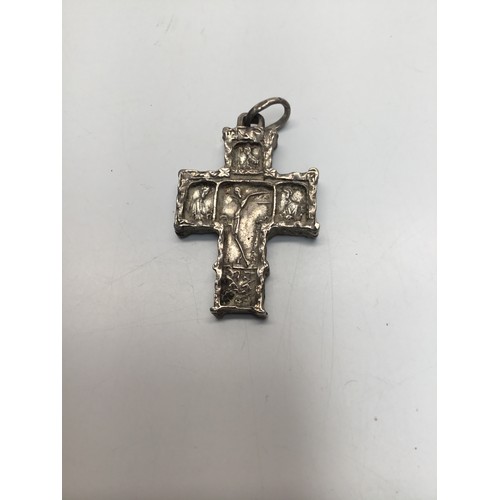 856 - Italian Silver ‘Stations of the Cross’ Pendant (marked 800) and Silver St Christopher Medallion.