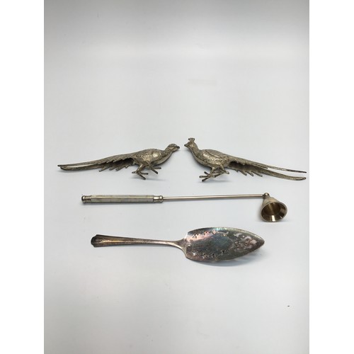 705 - Vintage Silver-Plated Candle Snuffer with Mother of Pearl Inlay on Handle and Bell plus a Dorchester... 