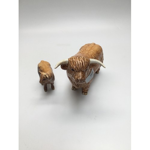 706 - Beswick Highland Cattle Bull and Calf.