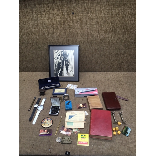 482 - Harmonica fuel ration book , napkin rings , knife stands and a stamp pad