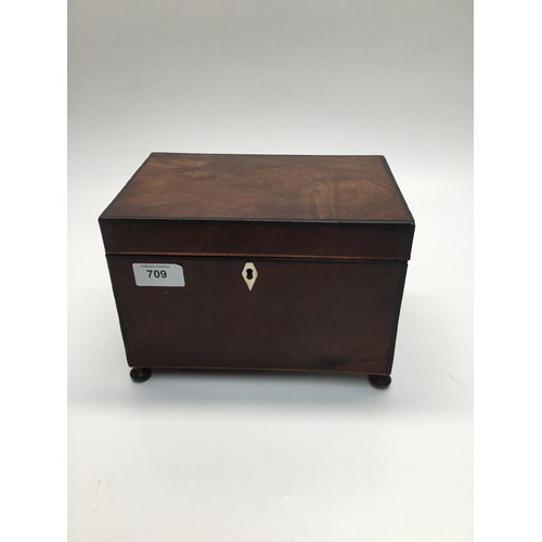 709 - Georgian Two Divisional Mahogany Tea Caddy.