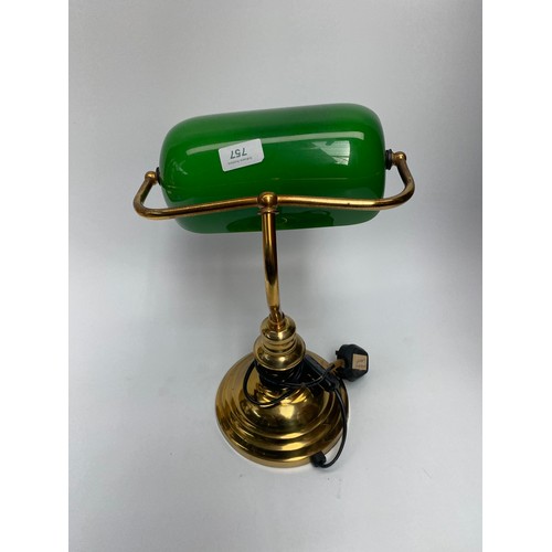 757 - Antique bankers lamp.